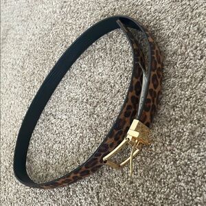 Leopard Print Belt with Gold Buckle